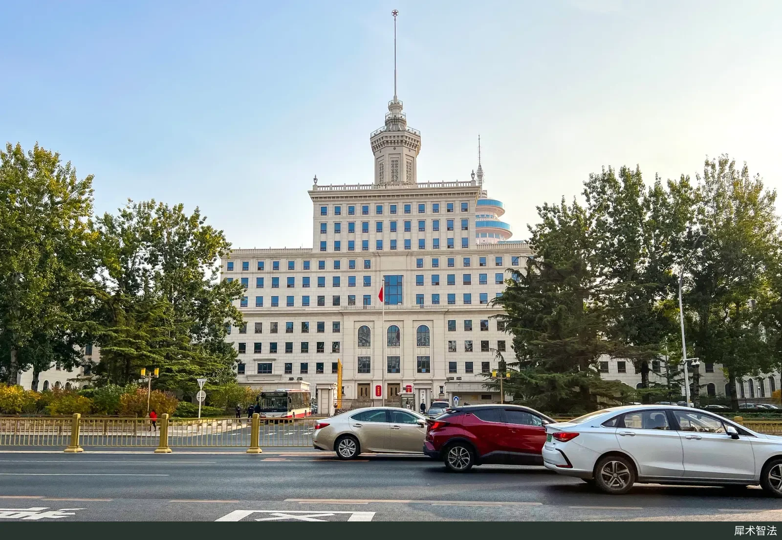 Exterior of the office building of the National Radio and Television Administration in Beijing; the administration is one of the four departments that jointly issued the Measures for Labeling Artificial Intelligence-Generated and Synthesized Content